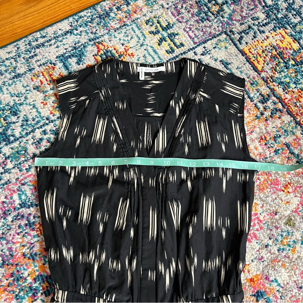 Derek Lam 10 Crosby Silk Cotton‎ Tie Waist Black V Neck Romper - Picture 10 of 15